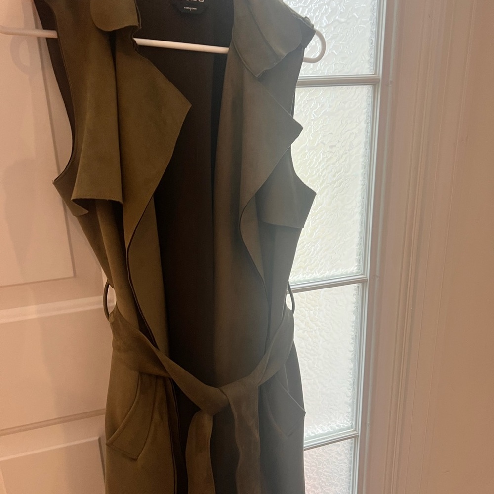 Olive Green Sleeveless Trench Vest